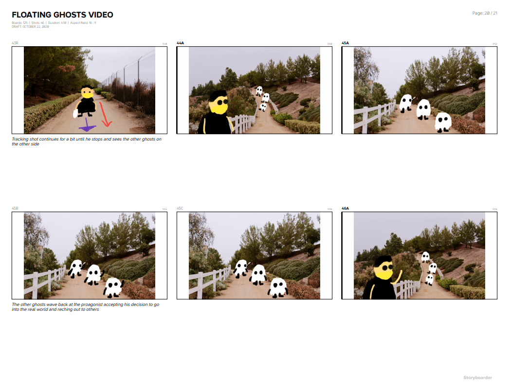 Storyboard for Floating Ghosts (Time To Leave)